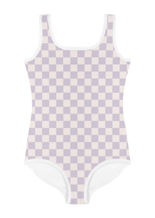 Toddler Lavender Checker Swimsuit