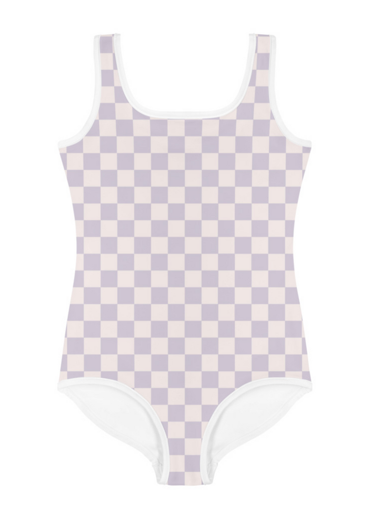Toddler Lavender Checker Swimsuit