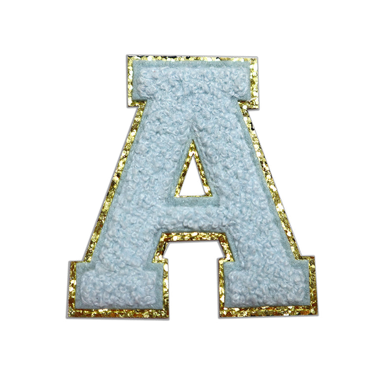 Soft Dusty Blue Chenille Letter Patch